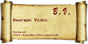 Beerman Vidos névjegykártya